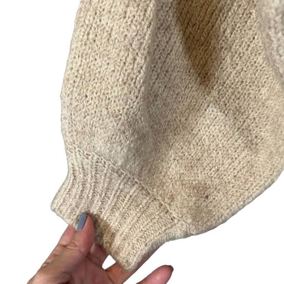 MNG by Mango Beige Dolman Long Sleeve Wool Blend Knit Sweater Women Sz XS - Picture 3 of 7